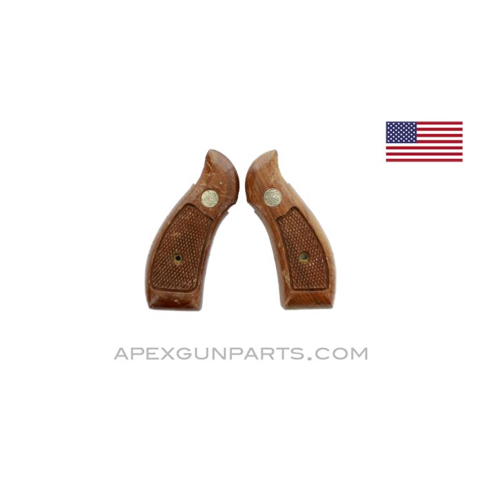 Smith & Wesson K Frame Pistol Grip Set, Round Butt, Wooden, *Good*