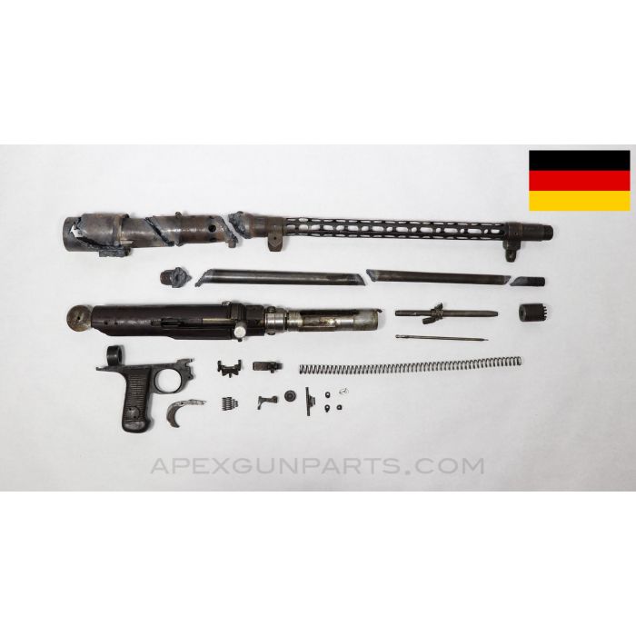 MG-15 Parts Kit, w/ Torch Cut Receiver and Barrel, Cracked Grip Panel, WW2 Luftwaffe Marked, 7.92x57 *Good* 