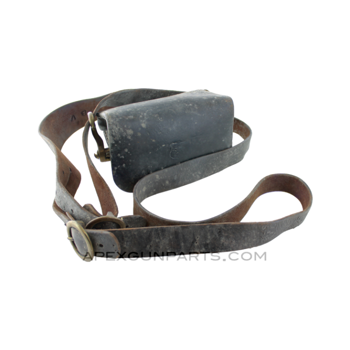 Chilean 1895 Mauser Cartridge Pouch, Black Leather, 50rd, 7mm, *Good* 