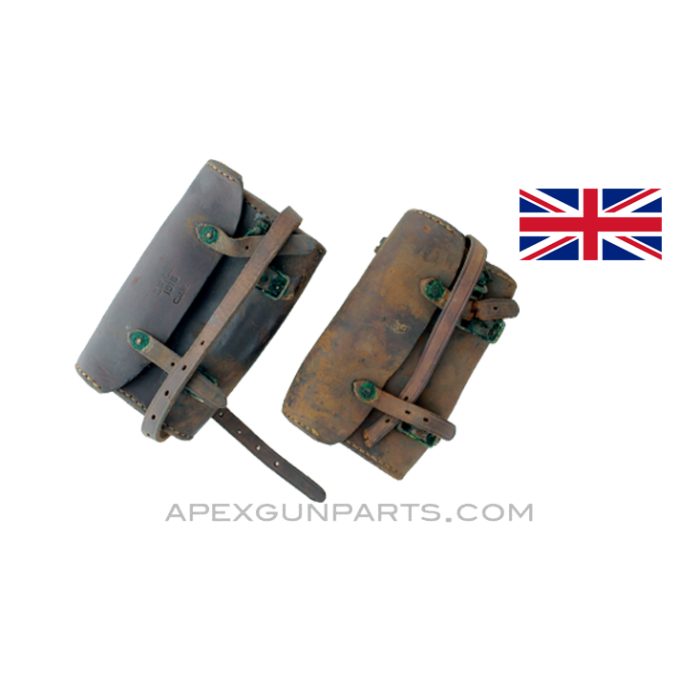 Vickers .303 Tripod Tool Pouch, Leather, Verdigris on Brass, Sold *As Is* 