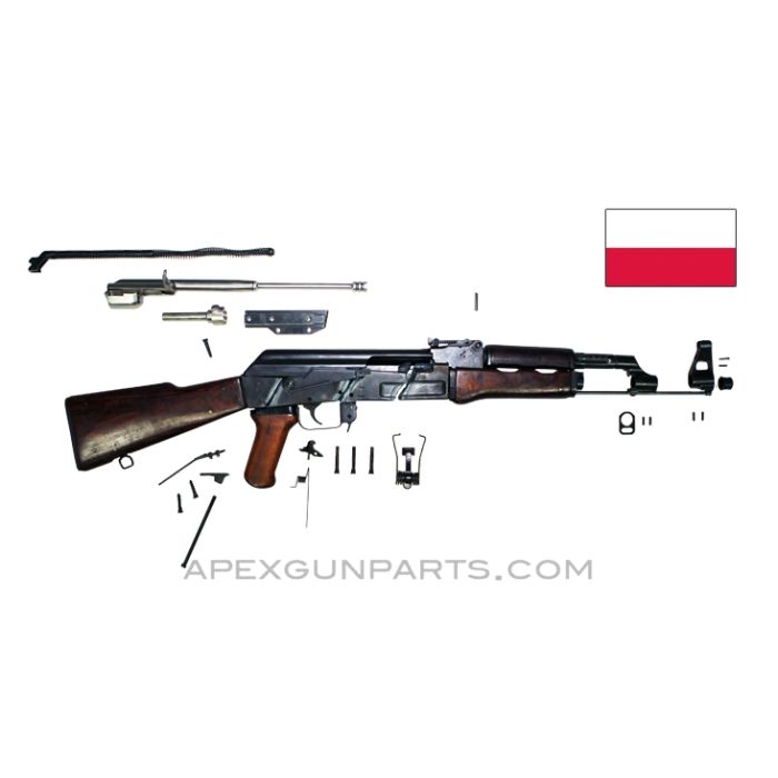 1958 Polish KbK Model "N" Milled AK-47 Parts Kit, Laminated Furniture, Scope Rail, 7.62X39 