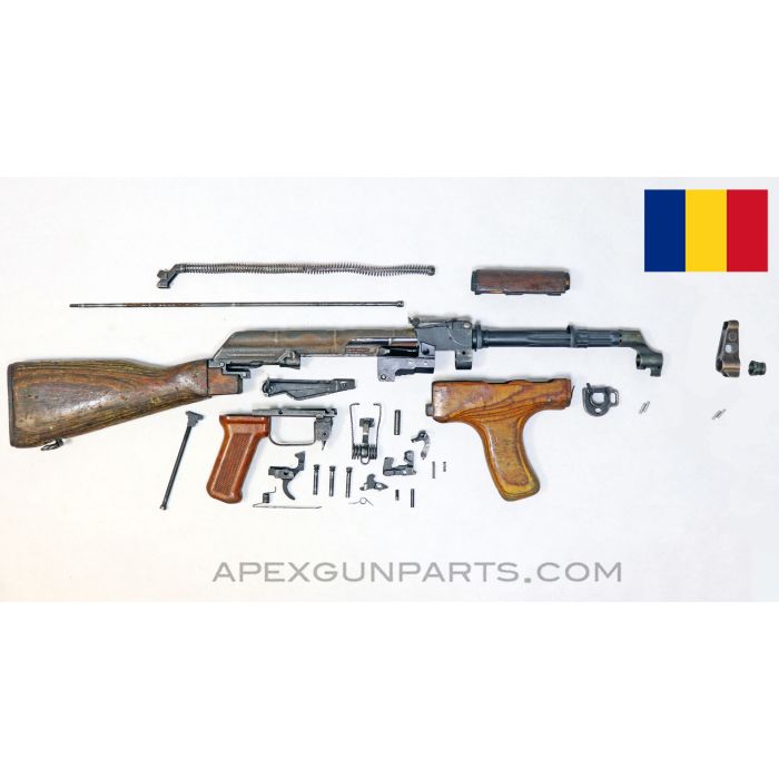 Romanian M63 Parts Kit, Wood Stock & Forward Grip, Blued, 7.62X39 *Fair*  