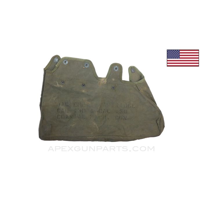 Coaxial Machine Gun Empty Cartridge Bag, .30 & .50 Cal, Canvas, OD Green *Very Good* 