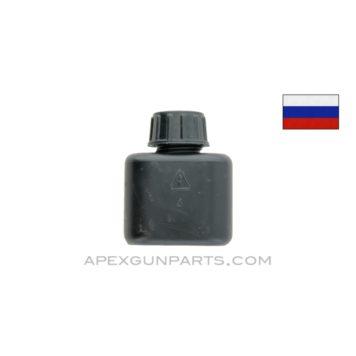Russian Oil Bottle, Black Plastic, Izhevsk, *Very Good*