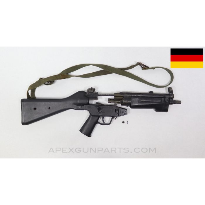 H&K MP5 Parts Kit, 8.5" 3-Lug Barrel, 3 Position Navy Lower (Safe, Semi, Auto), SureFire HG, A2 Polymer Stock, Black, 9mm NATO *Very Good* 