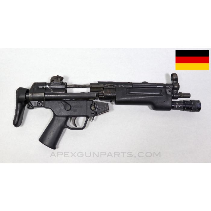 H&K MP5 Parts Kit, 8.5" 3-Lug Barrel, 4 Position Navy Lower, A3 Collapsible Stock, SureFire Light, Black, 9mm NATO *Very Good* 