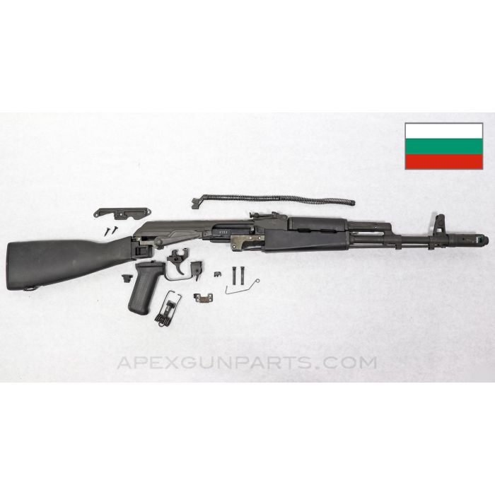 Bulgarian AK-74 Project Parts Kit, w/ Populated US Barrel, Black Polymer Furniture, 5.45x39 *Very Good*