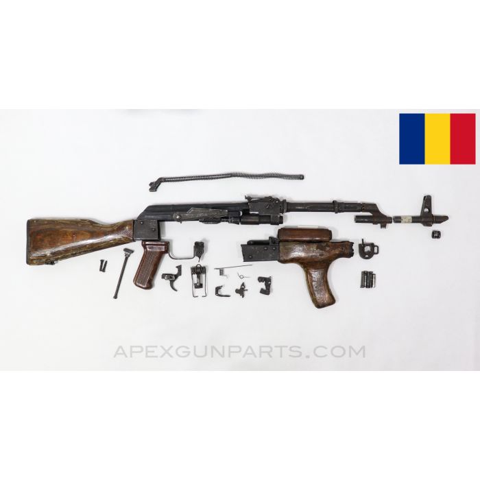 Romanian M63 AKM Parts Kit, w/ Demilled Barrel, Laminated Wood Stock & Forward Grip, Partially Matching 7.62X39 *Good*