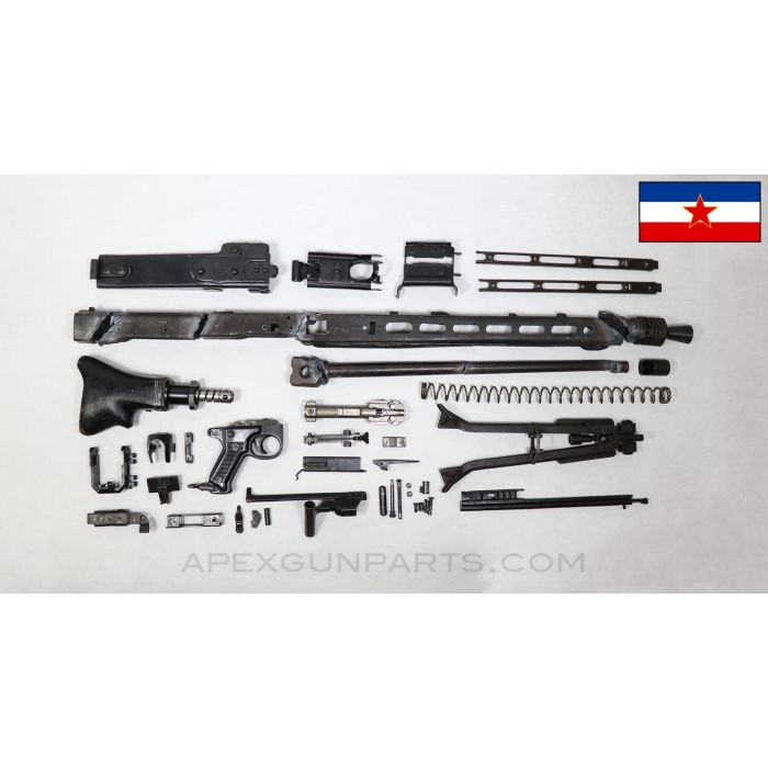M53 Belt Fed Parts Kit, w/ Torch Cut Receiver, Issue Bipod, Wood Stock, Yugoslavian, 8X57 / 8mm Mauser *Good* 