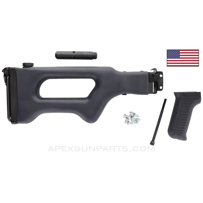 PKM  Buttstock Assembly, w/Rear Tang, Metal Fittings and Pistol Grip, Gray Delrin® *NEW* US Made 922(r) Compliant part