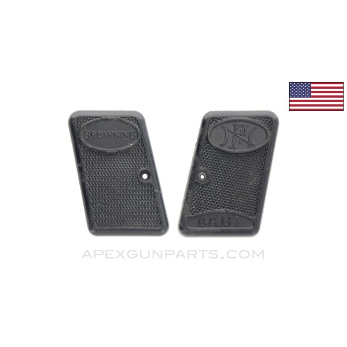 FN 1910 Baby Browning Grip Set, FN Marked, Black Plastic *Good*