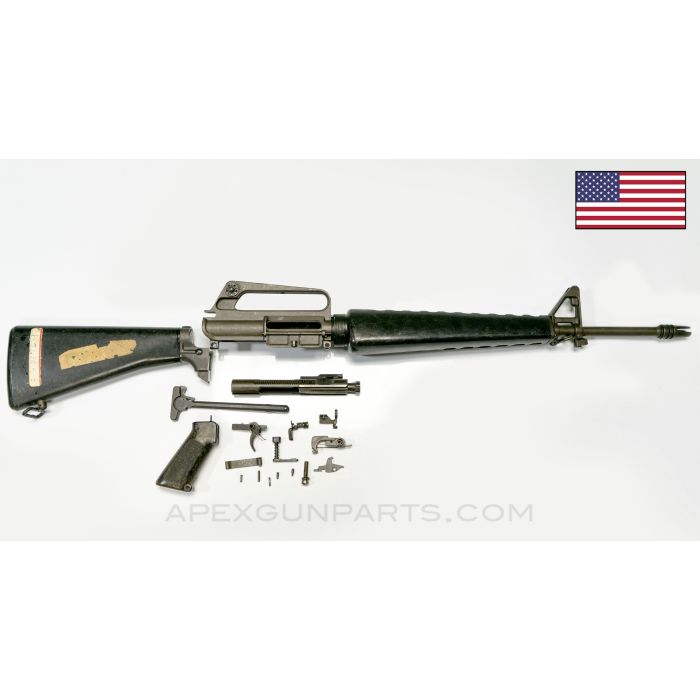 Colt 604 M16 Parts Set, 20" Barrel, 3-Prong Flash Hider, A1 Buttstock & Pistol Grip, Grey Finish, 1967-1969, 5.56 NATO *Good*