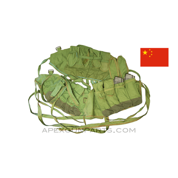 Chinese AK Chest Rig, 4-Pocket, Green Canvas, *Good* 