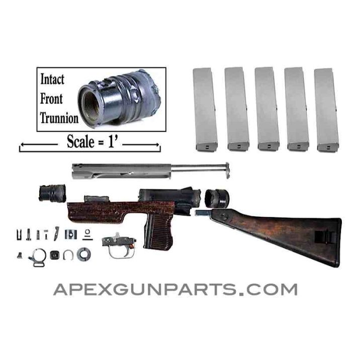 Czech SA. 24 Parts Set, Fixed Wood Buttstock, 7.62X25 With 5 Magazines, Type 2