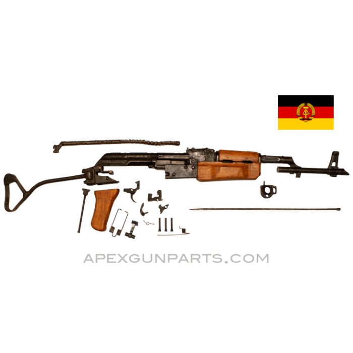 East German AK-47 MPi-KM Parts Kit, Side Folding Stock, Matching, Wood Furniture, 7.62X39, *Very Good* 