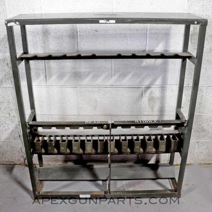 USGI M16 / M16A1 Rifle Rack w/ Data Plate, Plus Added Angle Plate, Aluminum with Steel Lock Bars, O.D. Green *Good* 
