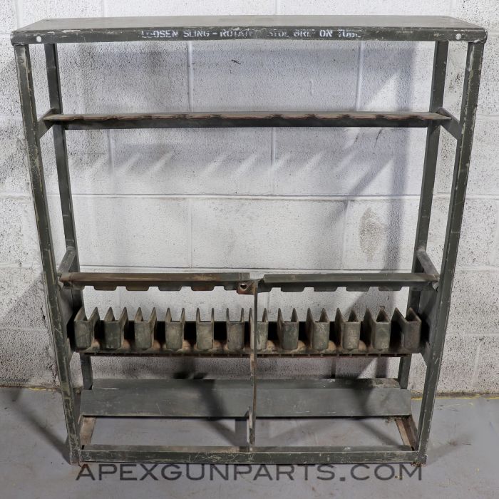 USGI M16 / M16A1 Rifle Rack, Aluminum with Steel Lock Bars, O.D. Green *Good* 