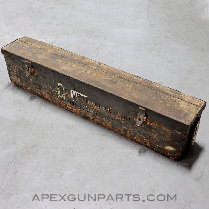 Vickers / Lewis MG Transit Chest, 48", No Latches, No Handles, Green Painted *Fair*  Sold *As Is* 