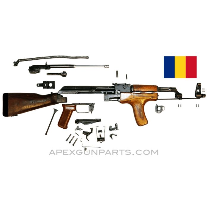 Romanian M63 Parts Kit, Wood Stock & Forward Grip, Blued, 7.62X39, *Good* 