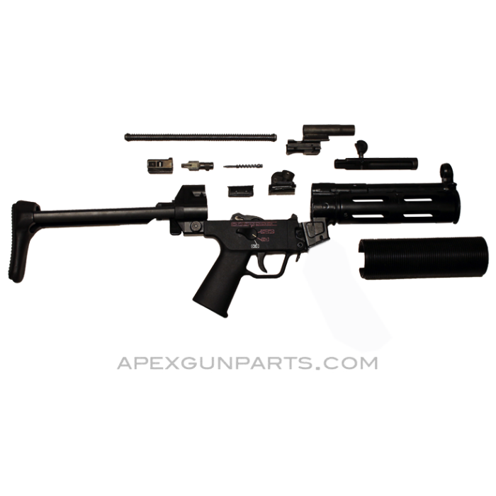 H&K MP5 SD Parts Kit, 8.5" BBL, 4 Position Lower (0, 1, 2, F), 2 Position A3 Collapsible Stock, 9mm NATO, *Very Good* 
