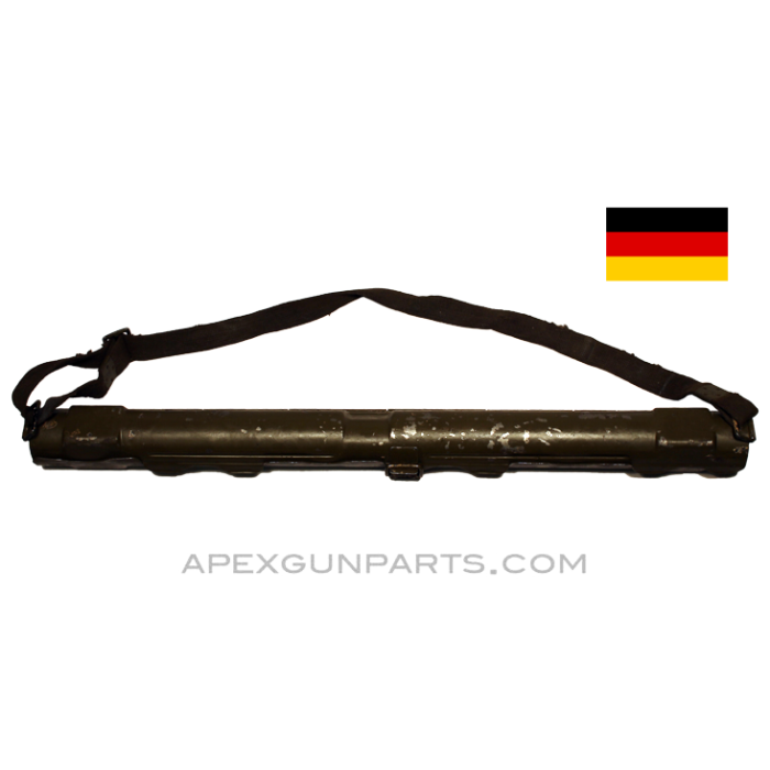 German WWII MG-34 Barrel Carrier (Laufschutzer), Steel w/Strap, Green Painted, *Good*