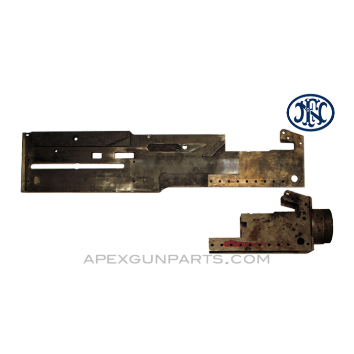Browning M2 .50 Cal. Left Hand Side Plate and Bead Blasted Trunnion, FN Belgium, *Good to Very Good* 