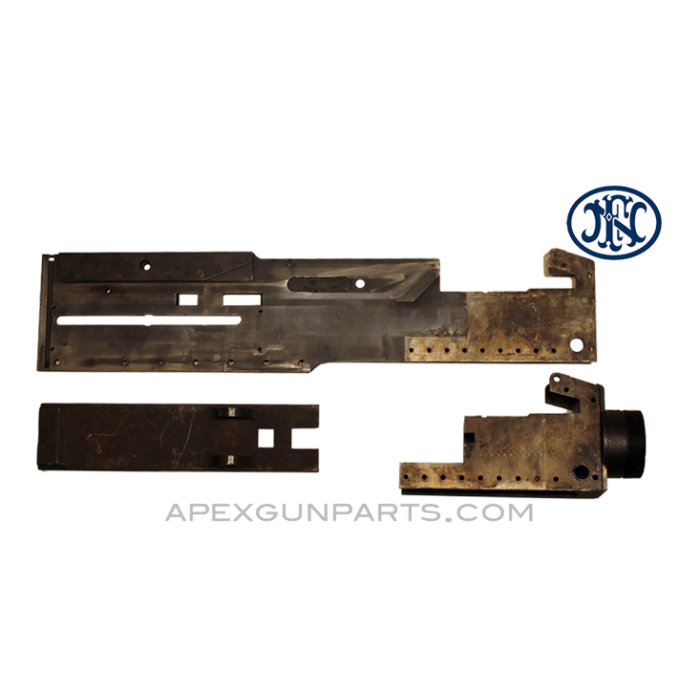 Browning M2 .50 Cal. Left Hand Side Plate, Bottom Plate & Trunnion, FN Belgium, *Good to Very Good*