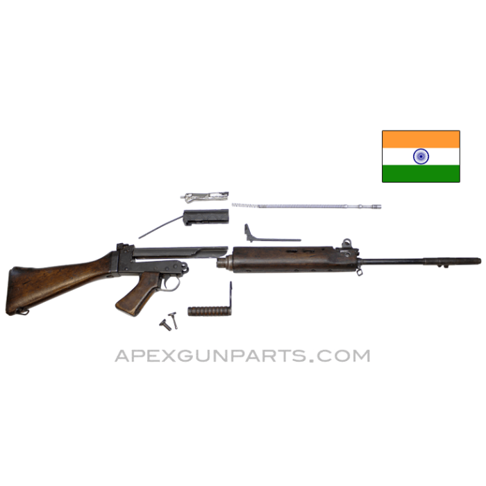 Indian L1A1 FAL Rifle Parts Kit, 21" Barrel, Wood Furniture, 7.62X51 NATO, *Good / Repaired* 