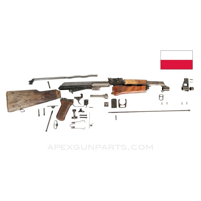 Polish KbK Milled AK-47 Parts Kit, Wood Stock Set, 7.62x39 *Good* ONE-OFF