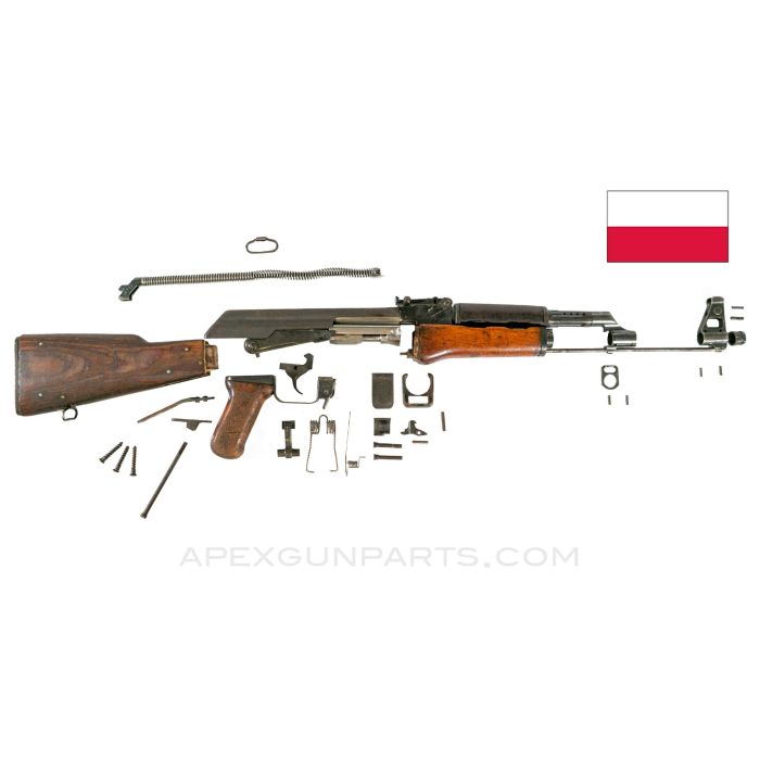 Polish KbK Milled AK-47 Parts Kit, Wood Stock Set, Mixed Finish, 7.62x39 *Good* ONE-OFF