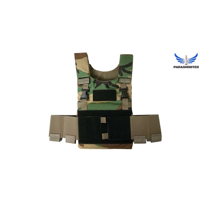 APEX “Kaffarov” Slick Plate Carrier Set, M81 Woodland, *NEW* by Parashooter Gear