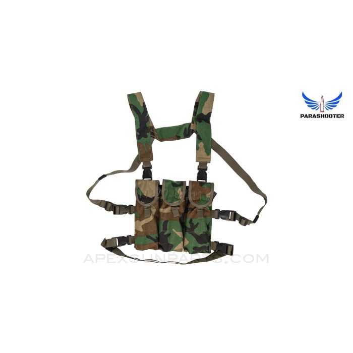 "VOLK+MH" Chest Rig Bundle, w/ Minimalist Harness, Woodland Camo *New* by Parashooter Gear