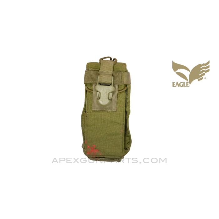 Eagle Industries Radio Pouch, Bungee / Clip Retentions, Molle Backing, Coyote Tan Canvas *Good*