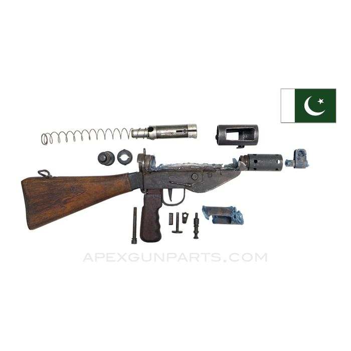 STEN Mk 5 SMG Parts Set with Wood Stock & Grip, 9mm Luger, Pakistan
