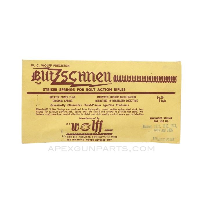 Wolff Blitzschnell Mauser Firing Pin Spring, Standard Power *NIW*