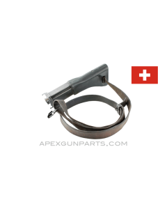 Swiss Stgw 57 Buttstock, With Leather Sling, Swiss, *Good*  