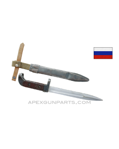 Russian AK-47 Bayonet and Scabbard, Type 1, 1953-1959 Izhevsk, Brown Grip, *Fair / Heavy Use*