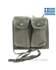 M1A / M14 Dual Magazine Pouch, OD Green Canvas with Metal Hangers, Greek *Fair*