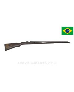 Brazilian 1908 Mauser Stock, 43.5", Stripped w/ Buttplate, Floral Cartouche, Wood *Fair*
