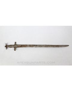 18th Century Indian Talwar Battle Short Sword, w/ Bends, Broken Handles, Rust & Repairs *Poor Condition /  Heavy Use* 
