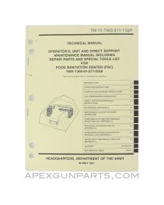 Food Sanitation Center Technical Manual, Paperback, May 1991, TM 10-7360-211-13&P *Very Good*