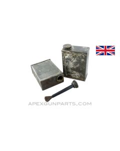 Vickers / Lewis / BREN MG MK1 Oil Bottle, With Brush, WWI, Steel *Good* 