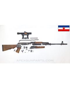 Yugoslavian M76 Parts Set w/ Cut Receiver Sections, Wood Grip and Stock, ZRAK Scope, Matching, 8mm *Good*