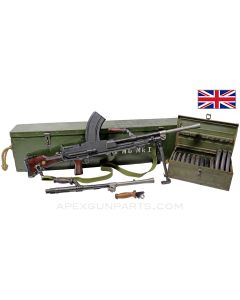 BREN MK1 Display Machine Gun & Transit Chest, Non-Functional, w/ Extra Barrel and Spare Magazines, WWII, Metal, .303BR *Good*