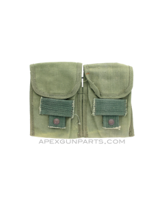 .308 20rd Magazine Pouch, 2 Pocket, OD Green Canvas, Early *Fair* 