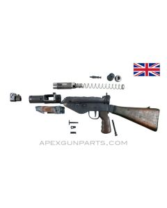 STEN Mk 5 SMG Parts Set with Wood Stock &amp; Grip, 9mm Luger, British