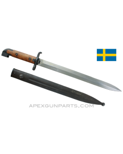 Swedish M1914 Carbine Bayonet & Scabbard, Wood Handle, *Very Good* 