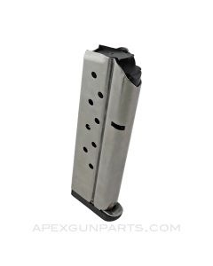 Colt 1911 Government / Commander Magazine, 9rd, Stainless w/ Removeable Plastic Base Pad, 38 Super *NOS*