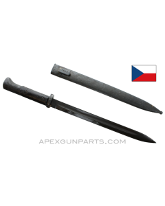G24(T) Mauser Bayonet w/Wood Grips & Scabbard, DOT / Czech Marked, Blued, *Good* 