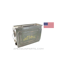 USGI M1A1 .30 Cal. Ammo Can, Steel w/Carry Handle & Mounting Latch, OD Green, *Very Good*